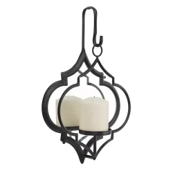 Sconces>Kirklands Home Quatrefoil Mirrored Wall Sconce Black