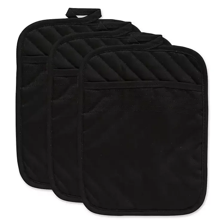 Kirklands Home Quilted 3-pc. Potholder Set Black Clearance