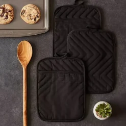 Kirklands Home Quilted 3-pc. Potholder Set Black Clearance
