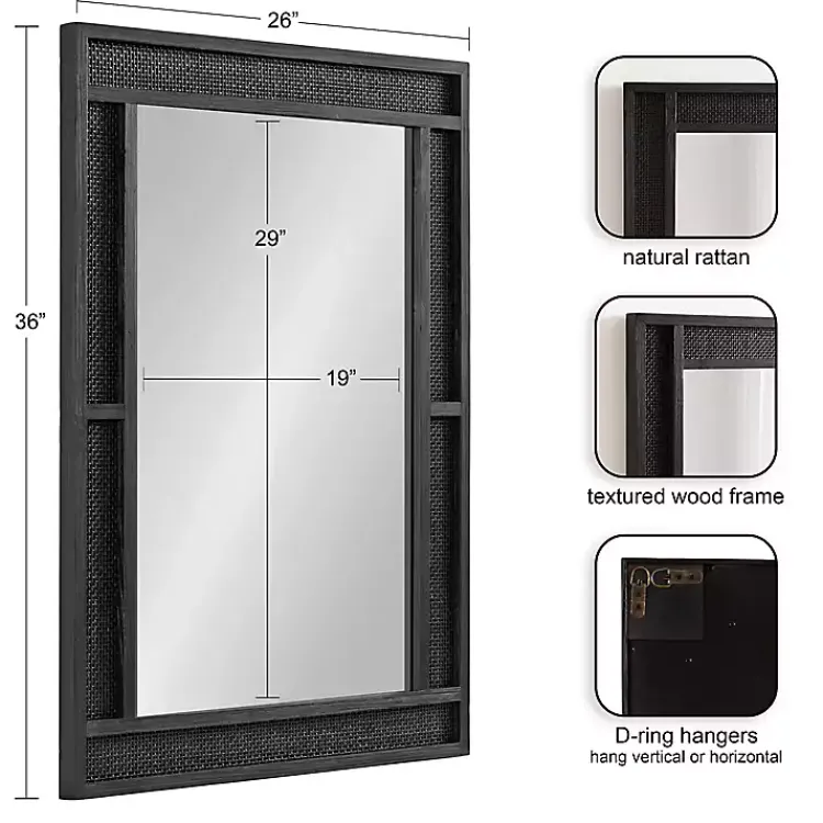 Kirklands Home Rattan Textured Rectangle Wall Mirror Black Discount