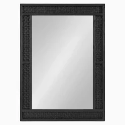 Kirklands Home Rattan Textured Rectangle Wall Mirror Black Discount