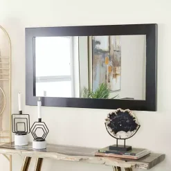 Kirklands Home Black Rectangular Wood Wall Mirror, 24x42 in. Online