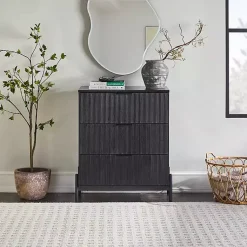 Kirklands Home Reeded 3-Drawer Dresser Black Outlet
