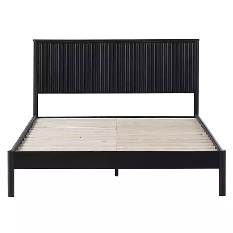 Kirklands Home Reeded Headboard Queen Bed Black Clearance