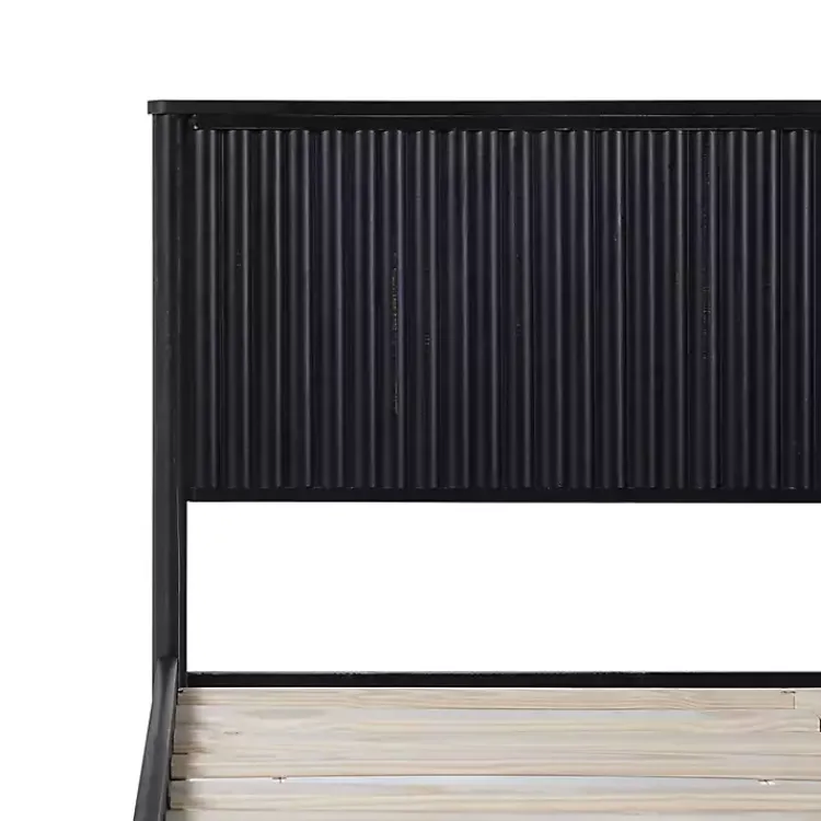 Kirklands Home Reeded Headboard Queen Bed Black Clearance