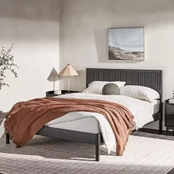 Kirklands Home Reeded Headboard Queen Bed Black Clearance