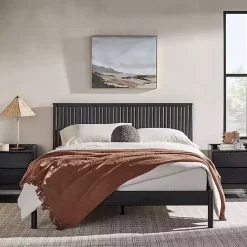 Kirklands Home Reeded Headboard Queen Bed Black Clearance