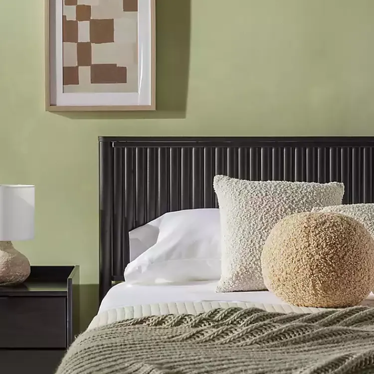 Kirklands Home Reeded Headboard Queen Bed Black Clearance