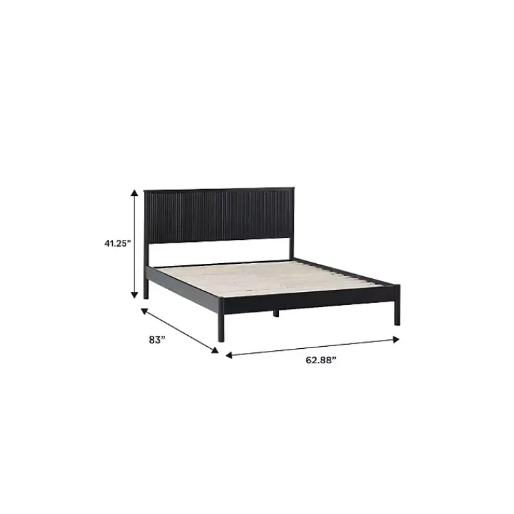 Kirklands Home Reeded Headboard Queen Bed Black Clearance