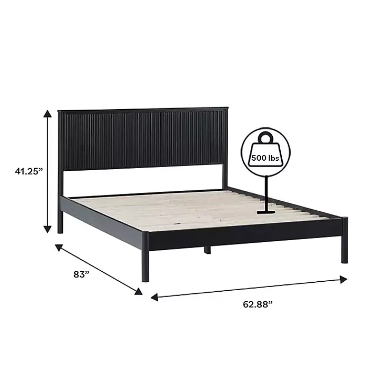 Kirklands Home Reeded Headboard Queen Bed Black Clearance