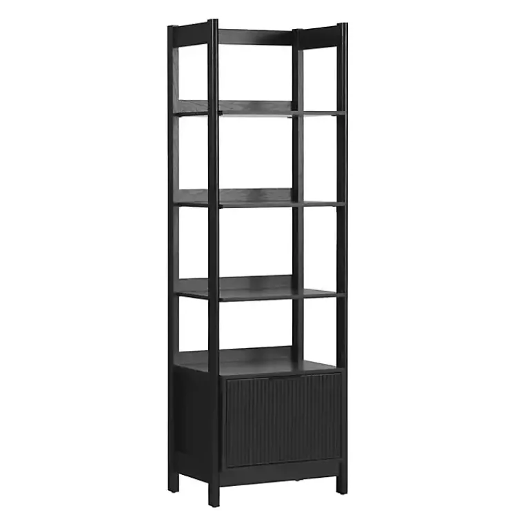 Kirklands Home Reeded Wood Holmes Narrow Bookcase Black Clearance
