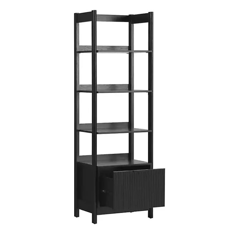 Kirklands Home Reeded Wood Holmes Narrow Bookcase Black Clearance
