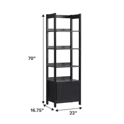 Kirklands Home Reeded Wood Holmes Narrow Bookcase Black Clearance
