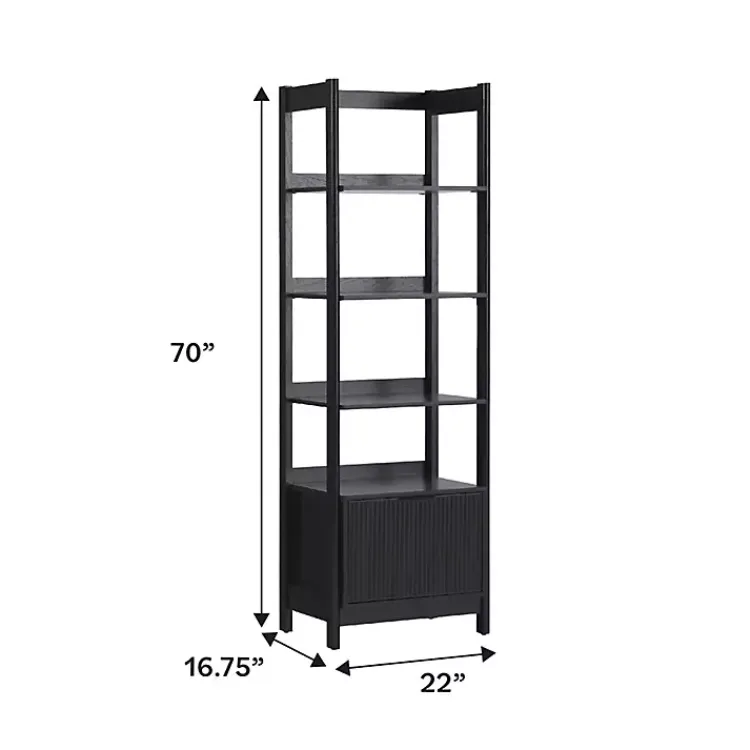 Kirklands Home Reeded Wood Holmes Narrow Bookcase Black Clearance