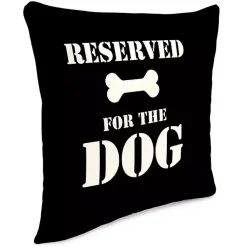 Kirklands Home Black Reserved for the Dog Outdoor Pillow New