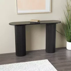 Kirklands Home Ribbed Pillars Console Table Black New