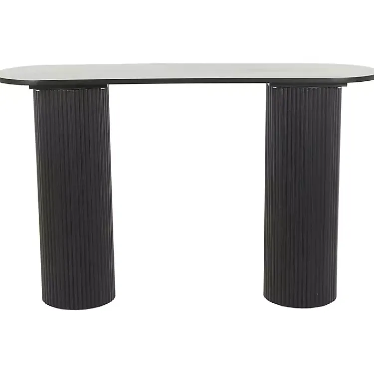 Kirklands Home Ribbed Pillars Console Table Black New