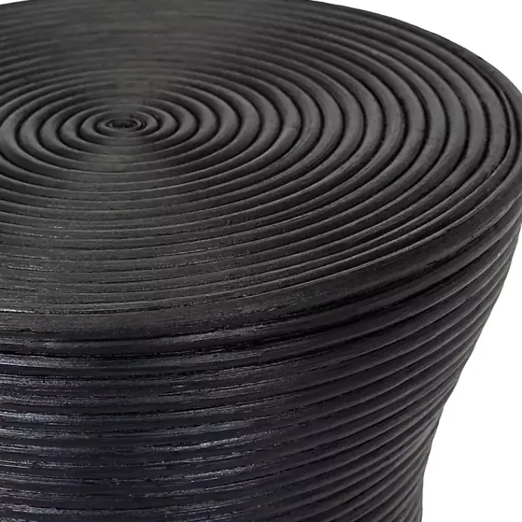 Kirklands Home Ribbed Rattan Round Accent Table Black Clearance