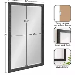 Kirklands Home Black Ribbed Renna Wall Mirror, 24x36 in.