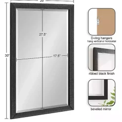 Kirklands Home Black Ribbed Renna Wall Mirror, 20x30 in. New