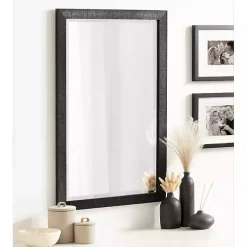 Kirklands Home Black Ribbed Renna Wall Mirror, 20x30 in. New