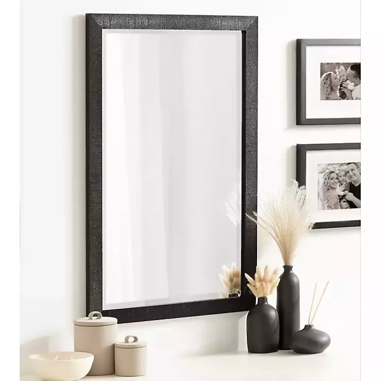 Kirklands Home Black Ribbed Renna Wall Mirror, 20x30 in. New
