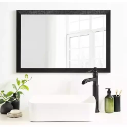 Kirklands Home Black Ribbed Renna Wall Mirror, 20x30 in. New