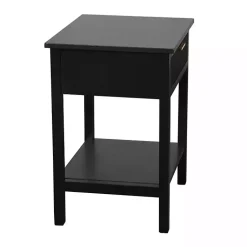 Kirklands Home Ribbed Wood Colleen Accent Table Black New