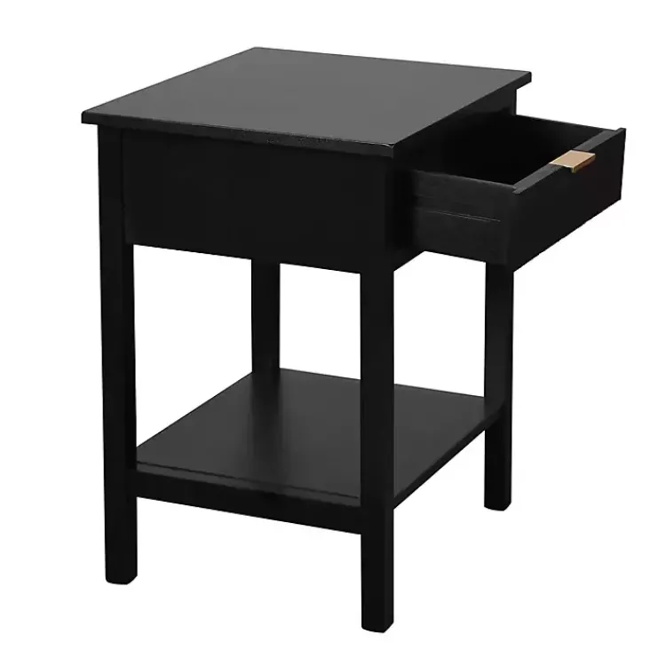 Kirklands Home Ribbed Wood Colleen Accent Table Black New