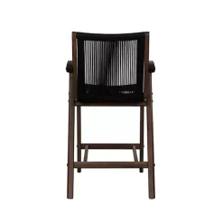 Kirklands Home Rope and Brown Wood Counter Stool Black Outlet