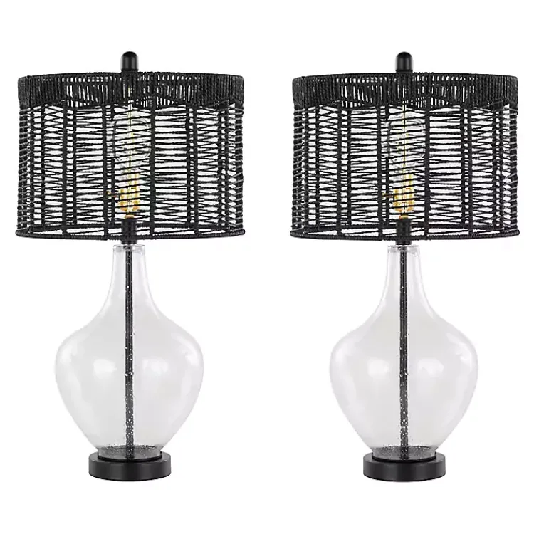 Kirklands Home Rope Jenny Table Lamps, Set of 2 Black New