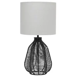 Kirklands Home Black Rope Woven Table Lamp White