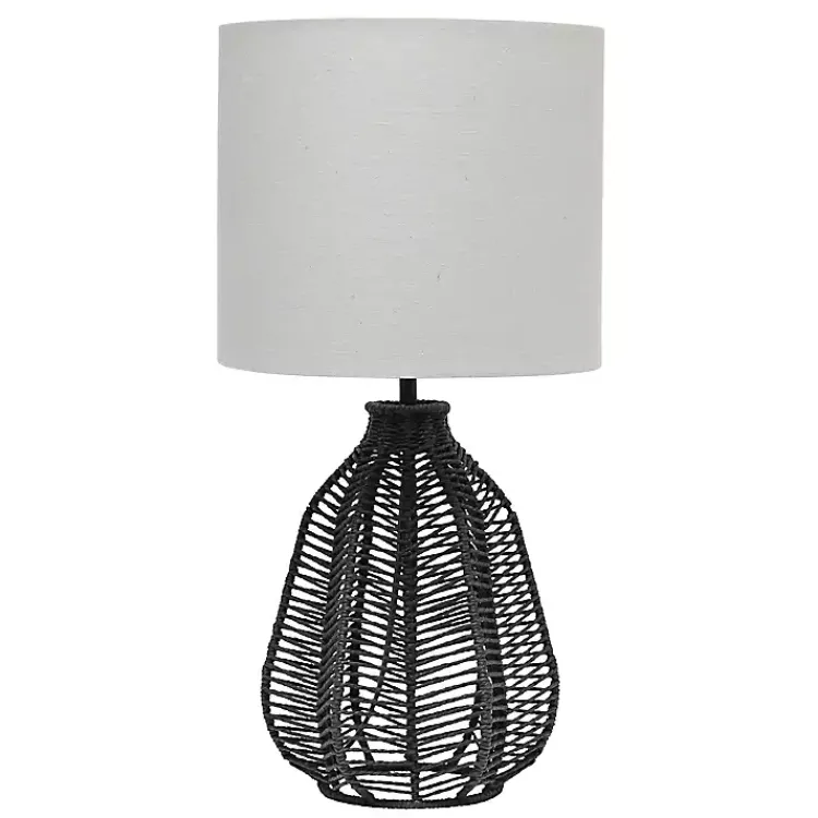 Kirklands Home Black Rope Woven Table Lamp White