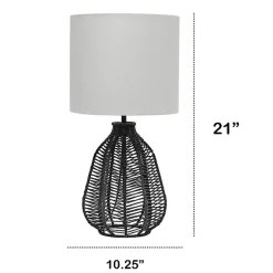 Kirklands Home Black Rope Woven Table Lamp White