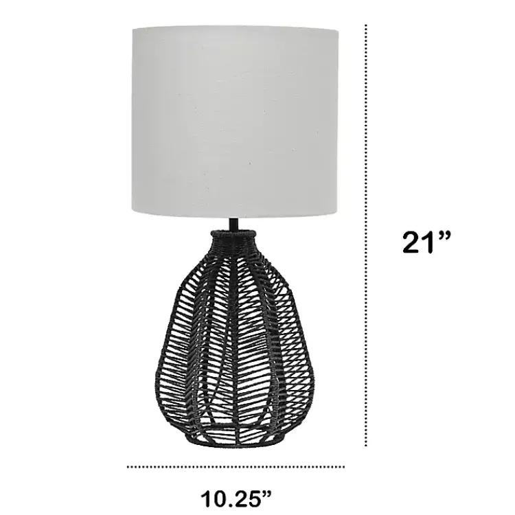 Kirklands Home Black Rope Woven Table Lamp White