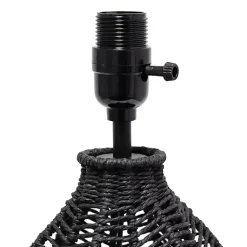 Kirklands Home Black Rope Woven Table Lamp White