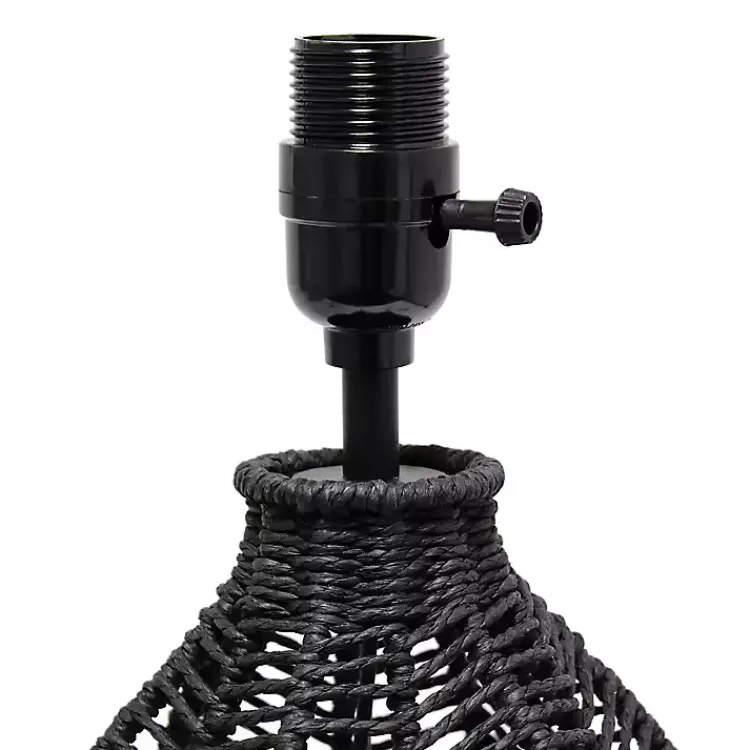 Kirklands Home Black Rope Woven Table Lamp White