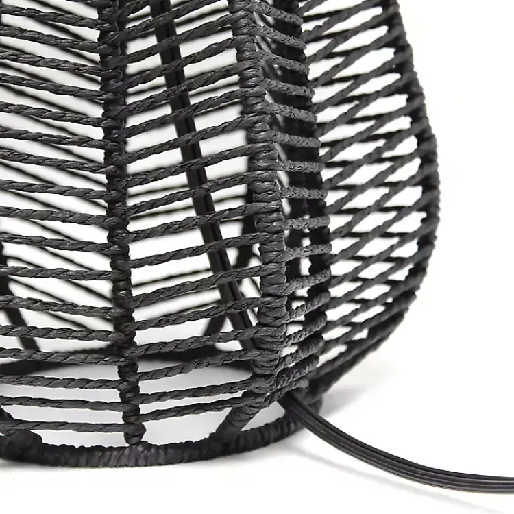 Kirklands Home Black Rope Woven Table Lamp White