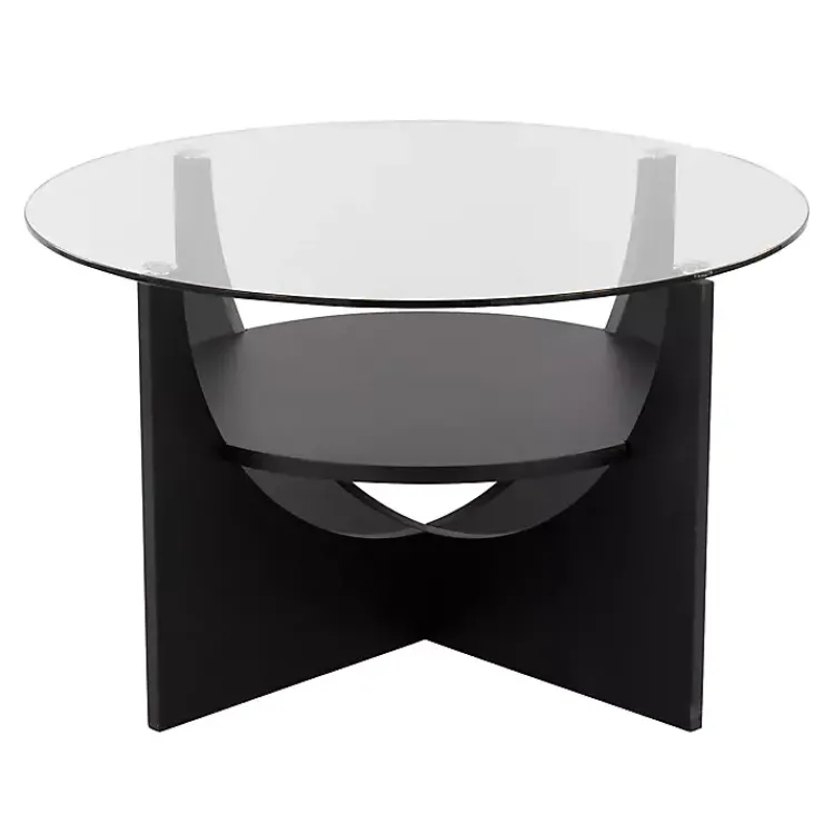 Kirklands Home Round Glass Coffee Table Black Clearance