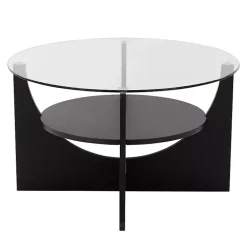 Kirklands Home Round Glass Coffee Table Black Clearance