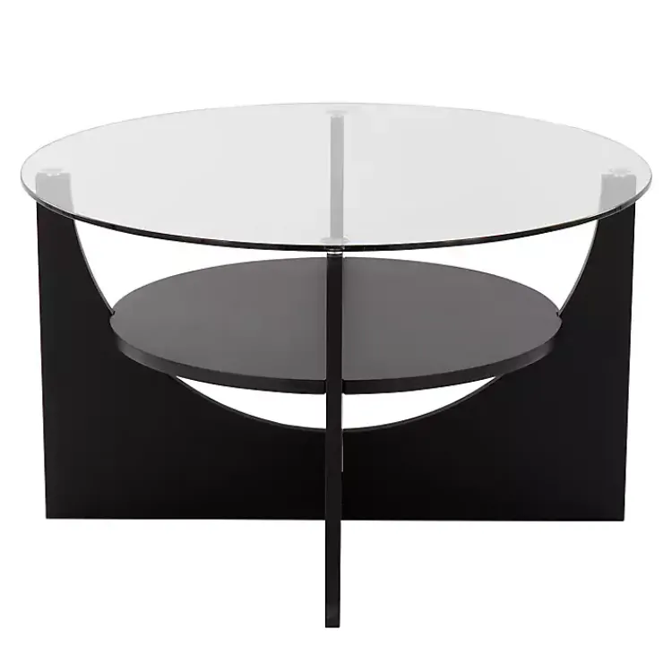 Kirklands Home Round Glass Coffee Table Black Clearance