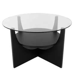 Kirklands Home Round Glass Coffee Table Black Clearance