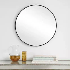 Kirklands Home Round Simple Frame Medium Wall Mirror Black Discount