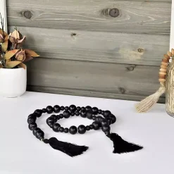Decorative Accents>Kirklands Home Round Wood Bead Tassel Garland Black