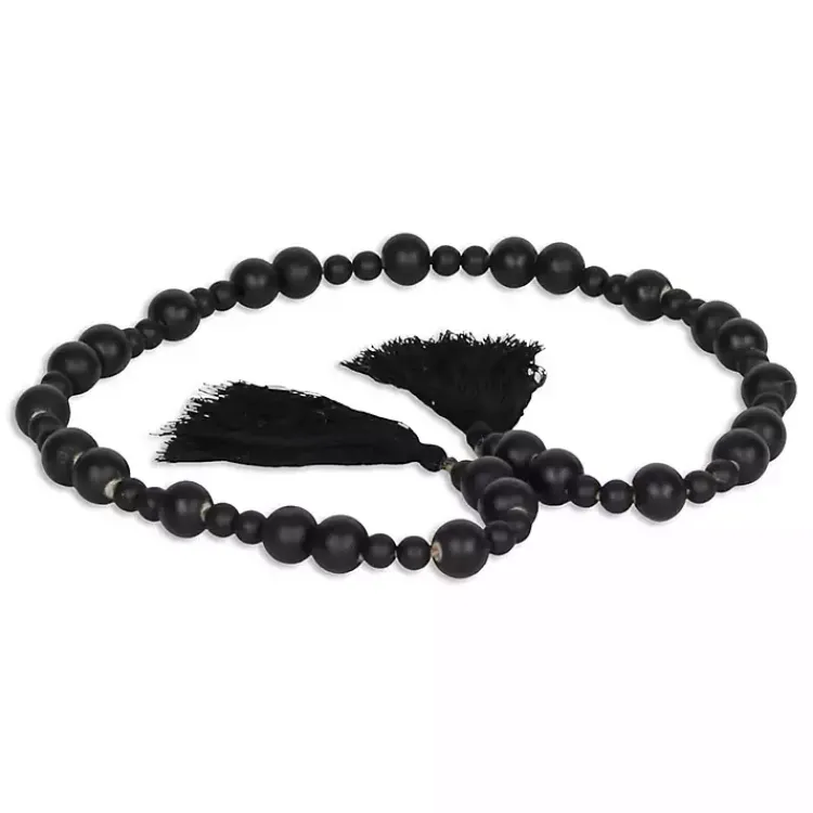 Decorative Accents>Kirklands Home Round Wood Bead Tassel Garland Black