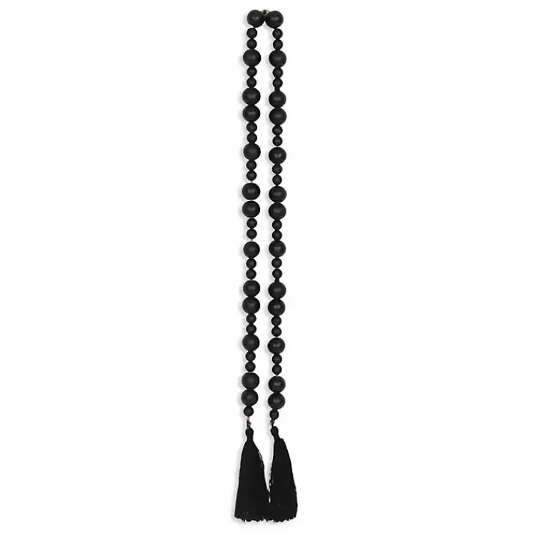 Decorative Accents>Kirklands Home Round Wood Bead Tassel Garland Black