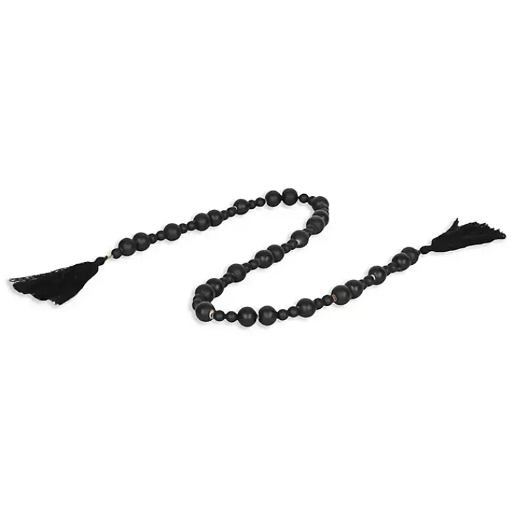 Decorative Accents>Kirklands Home Round Wood Bead Tassel Garland Black