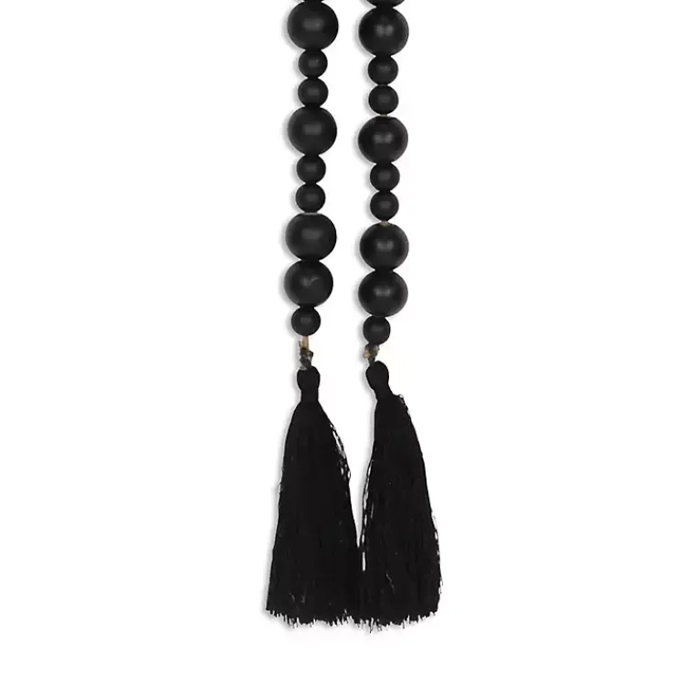 Decorative Accents>Kirklands Home Round Wood Bead Tassel Garland Black