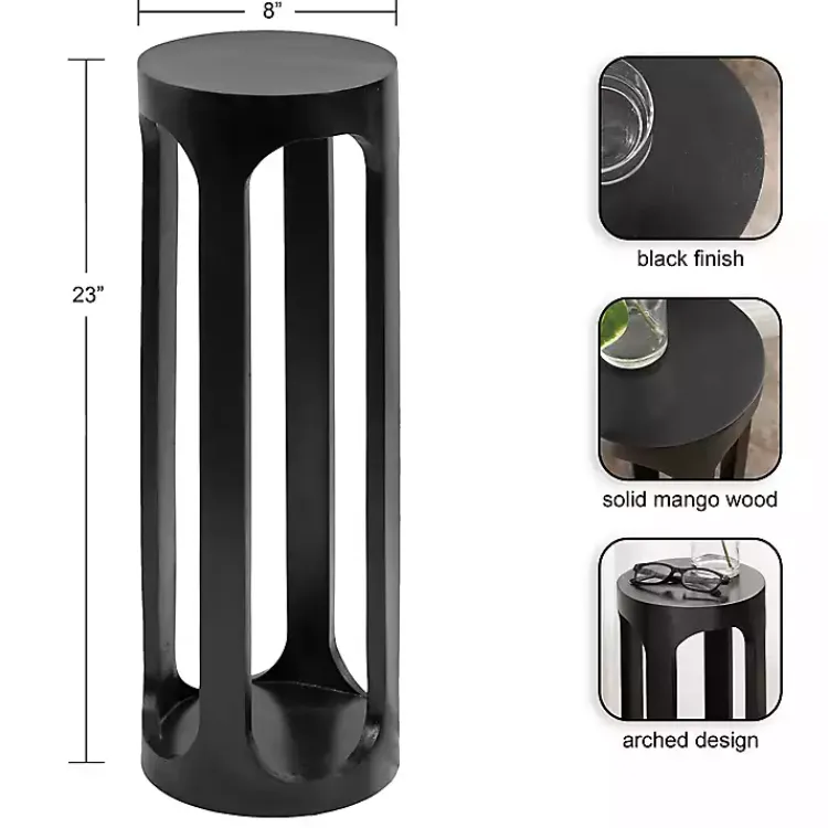 Kirklands Home Round Wood Devon Accent Table Black Discount