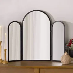 Kirklands Home Rounded Edge Trifold Wall Mirror Black Discount